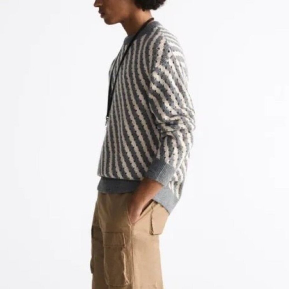 ZARA OPENWORK STRIPED SWEATER - Picture 3 of 7